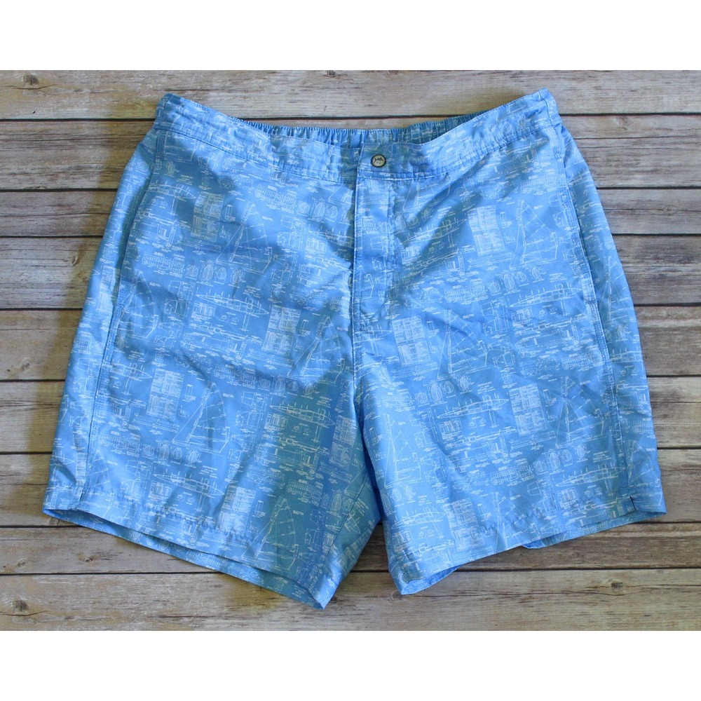Southern Tide Swim Trunks Mens Large Blue Nautical Boat Lined Shorts Pockets